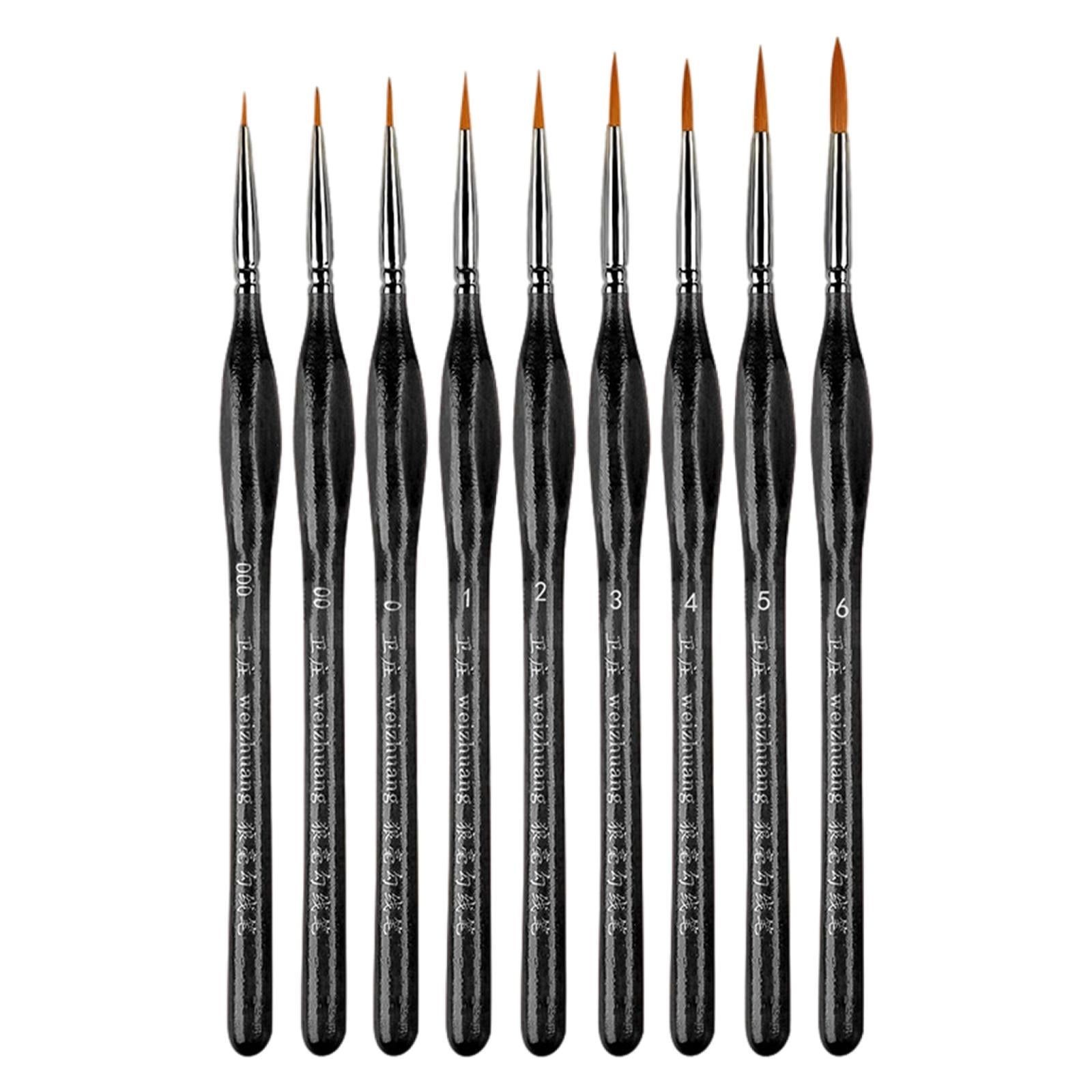 Professional Detail Paint Brushes Set, Miniature Fine Lines Paintbrushes 9  Brushes Set Black