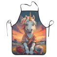 thumbnail image 5 of Uemuo Starry Sky Cute Horse Printed Bib Apron, Adjustable , Water and Oil Resistant, Cooking Kitchen Chef Apron for Women Men, 5 of 5