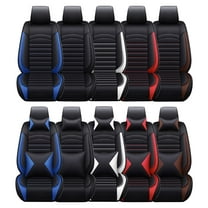 Fit for Hyundai Accent Veracruz 5pcs Car Seat Covers Full Set Waterproof Faux Leather,Airbag Compatible Automotive Vehicle Cushion Cover (Black&Blue)