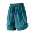 thumbnail image 5 of Women's High Waisted Nylon Dry Shorts with Side Pockets, Elastic Drawstring Waist, Tummy Control Workout Shorts for Women, Quick Dry for Running, Gym, Hiking & Casual | TruHer,Green L, 5 of 7