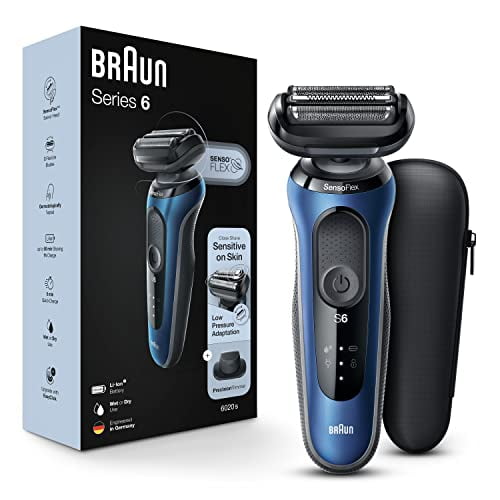 Braun Series 6 6020s Electric Razor for Men With Precision Trimmer, Wet  & Dry, Rechargeable, Cordless Foil Shaver, Blue, 1 Count 