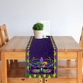thumbnail image 3 of Jbralid Linen Mardi Gras Table Runner New Orleans Brazi Carnival Tablecloth Fat Tuesday Mardi Gras Decorations and Supplies for Home Kitchen Table-13×72'', 3 of 5