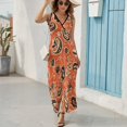thumbnail image 6 of Orange Paisley Pattern Black White Design Sleeveless Dress Woman Fashion Long Dresses Women's Summer Suit Dress 2025, 6 of 7