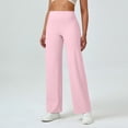 thumbnail image 2 of Duoif Women Straight Leggings Bottoms High Waist Gym Workout Leggings Casual Wide Leg Yoga Pants Womens Bottoms Pink M, 2 of 5