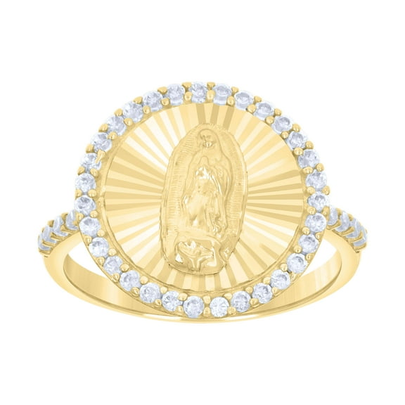 10kt Real Yellow Gold Womens Cubic-Zirconia Saint Jude Saints Religious Ring