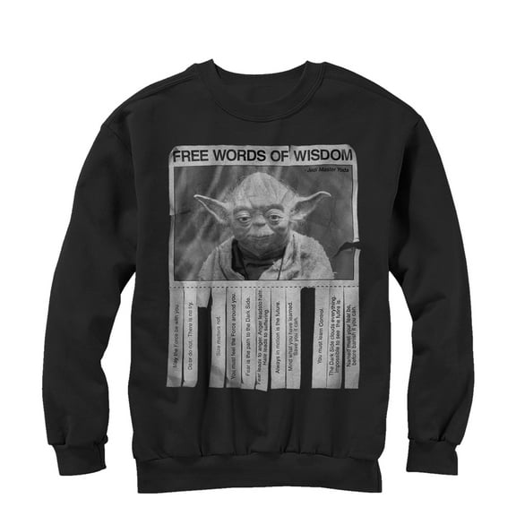 Men's Star Wars Yoda Words of Wisdom Sweatshirt Black 2X Large