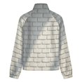 thumbnail image 6 of Jackets for Women Winter Coat Jackets Flannel Stand Collar Jacket(White Vinatge Brick Wall Pattern,Size:S-4XL), 6 of 7