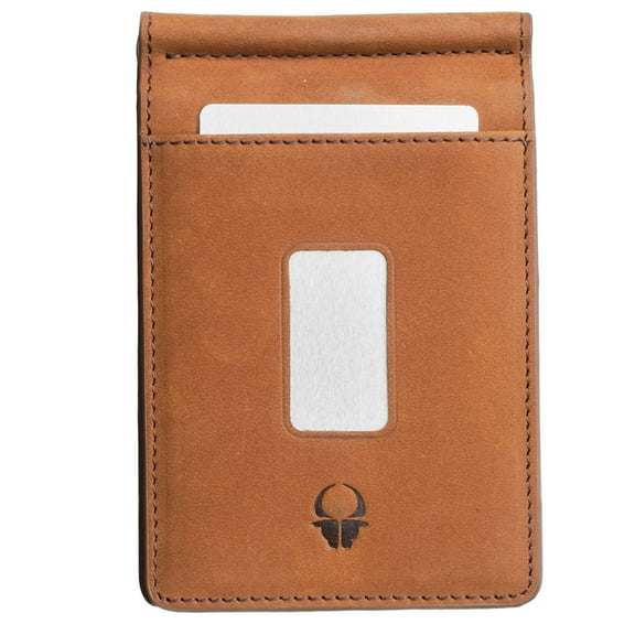 DONBOLSO Leather RFID Wallet For Men - 8 Card Slots Slim Bifold Wallet RFID Blocking Front Pocket Wallets For Men With Money Clip - 4 inches Anti-Theft Flat, Thin & Hybrid Small Minimal Wallet - Brown