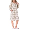 thumbnail image 4 of Camisón de mujer con flores, de manga larga, con pliegues, manga raglán, puños elásticos, midi con bolsillo, pijama, vestido de noche XL verde, 4 of 6