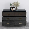 thumbnail image 4 of Jopath 6-Drawers Dresser for Bedroom,Modern High Glossy Surface Chest of Drawer with Golden Steel Legs,Wood Storage Organizer for Living Room,Black02, 4 of 7