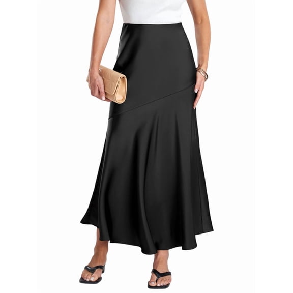 Womens Skirts Business Casual Clothes High Waisted Cocktail Party Wedding Guest Mermaid Maxi Skirt Black S