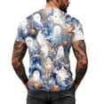 thumbnail image 7 of Summer Shirts for Men Short Sleeve Halloween Spiderweb Print V Neck T Shirts Causal Funny Loose Shirts, 4XL, 7 of 7