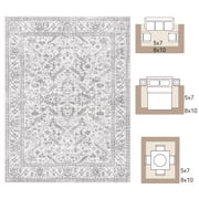 SIXHOME 5x7 Area Rugs for Living Room Washable Rugs Carpet Vintage Traditional Rugs for Bedroom Dinning Room Office Soft Non Slip Large Area Rug Retro Home Decor Light Gray