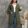 thumbnail image 4 of Cardigan Sweaters for Women Plus Size Cotton Solid Color Long Jackets Long Sleeve Coats with Pockets, 4 of 5