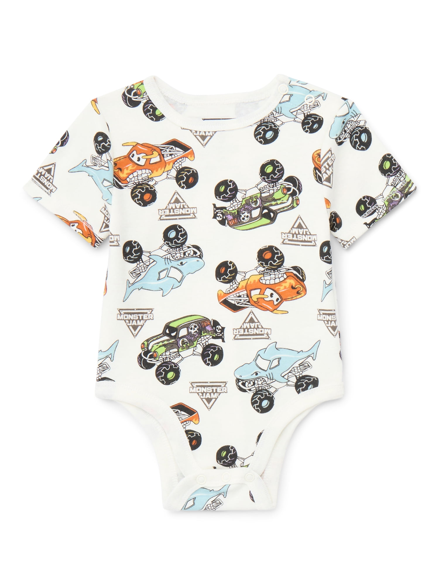 Monster Jam Baby Boys or Girls Print Bodysuit, 2-Pack, Sizes 0/3M-24M