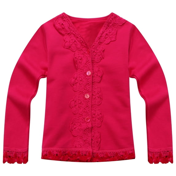 Richie House Little Girls Pink Lace Detail Sweet Cardigan 2