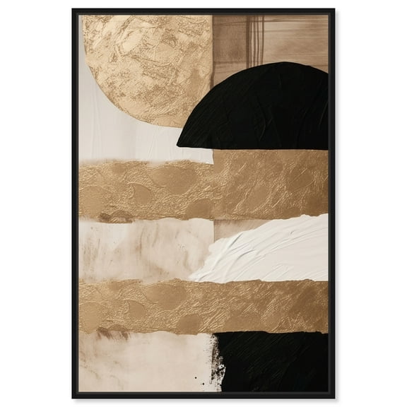 Sunny Cloudy Gold Brown Earthy Abstract Canvas Wall Art by Art Remedy, Black Floater Frame, 10"x15"