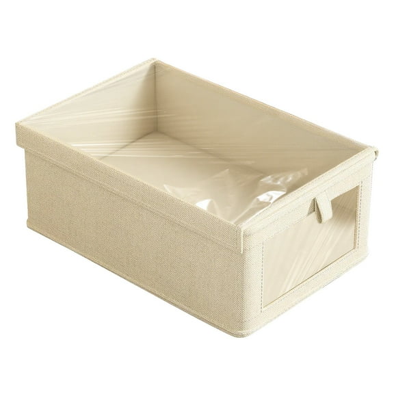 SLYNSHome Clothing Storage Box with Lid Fabric Wardrobe Organizer Transparent Window Foldable for Pants Clothes - 15.7 inch