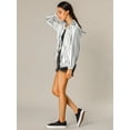 thumbnail image 4 of para mujer, brillante, holográfico, de manga larga, con cremallera, chaqueta metálica con capucha Plata XXL, 4 of 6