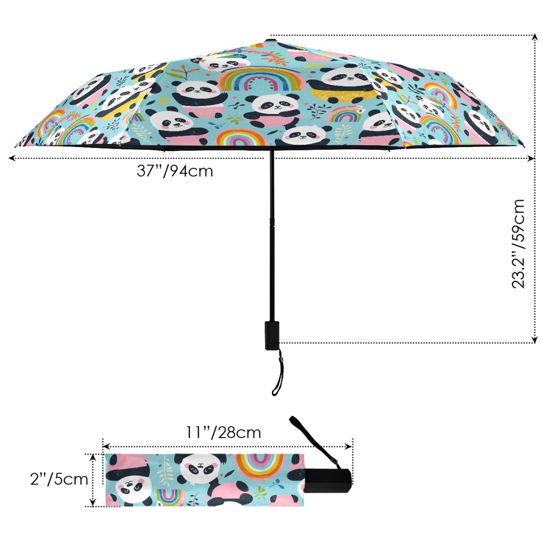 Panda Cup Rainbow Leaf Compact Sun Umbrella Windproof Travel Umbrellas for Rain Strong Portable UV Protection