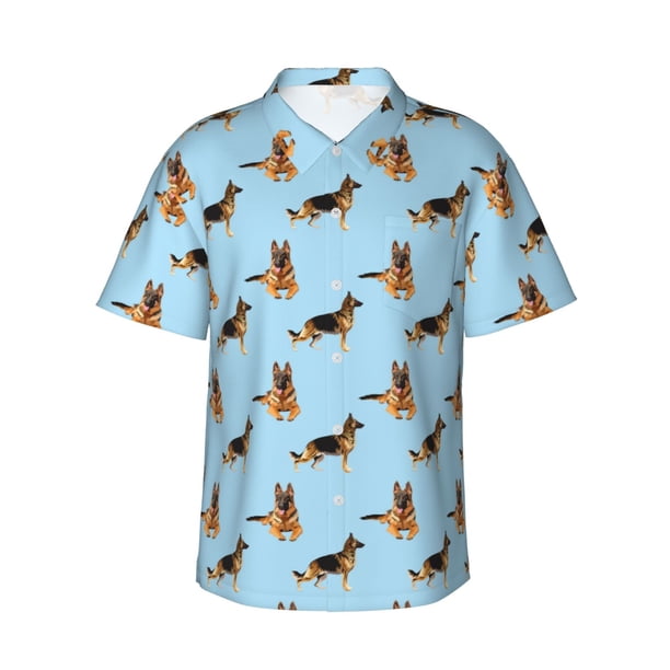 Balery German Shepherd Dog Camisas hawaianas de manga corta para hombre, camisas playeras de corte holgado, camisas de vacaciones con botones,XX-Large