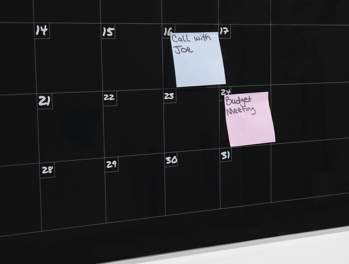 Audio-Visual Direct Glass Dry-Erase Calendar Whiteboard Set - 3' x 2' - (Magnetic, Black)