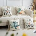 thumbnail image 5 of Fall Pillow Covers 18x18 Set of 4 Watercolor Pumpkin Farmhouse Decorations Throw Cushion Case for Autumn Thanksgiving Home Decorative Pillows, 5 of 6