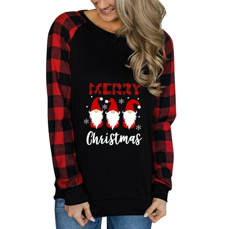 

Blouses For Women Fashion 2023 Womens Fashion Christmas Print Long Sleeved Raglan Sleeve Plaid Raglan Tee Shirt Top Short Sleeve Scrub Jackets