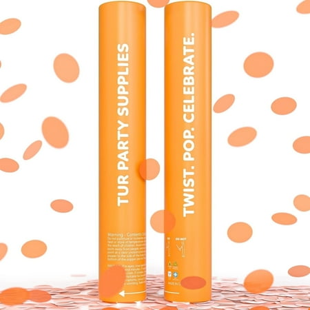 TUR Orange Confetti Cannons Biodegradable 2 Pack Confetti Poppers for Celebrations 12-Inch