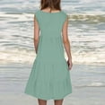 thumbnail image 6 of Up to 30% off Black Dresses for Women, Womens Summer Round Neck Print Sleeveless Beach Dress(Green,L), 6 of 8