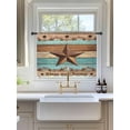 thumbnail image 3 of Sheer Curtains 54 Inch Length, Western Texas Star Vintage Semi Sheer Curtains Light Filtering Window Treatment, Retro Farmhouse Turquoise Brown Wood Privacy Voile Drapes for Living Room 52x54 Inch, 3 of 7