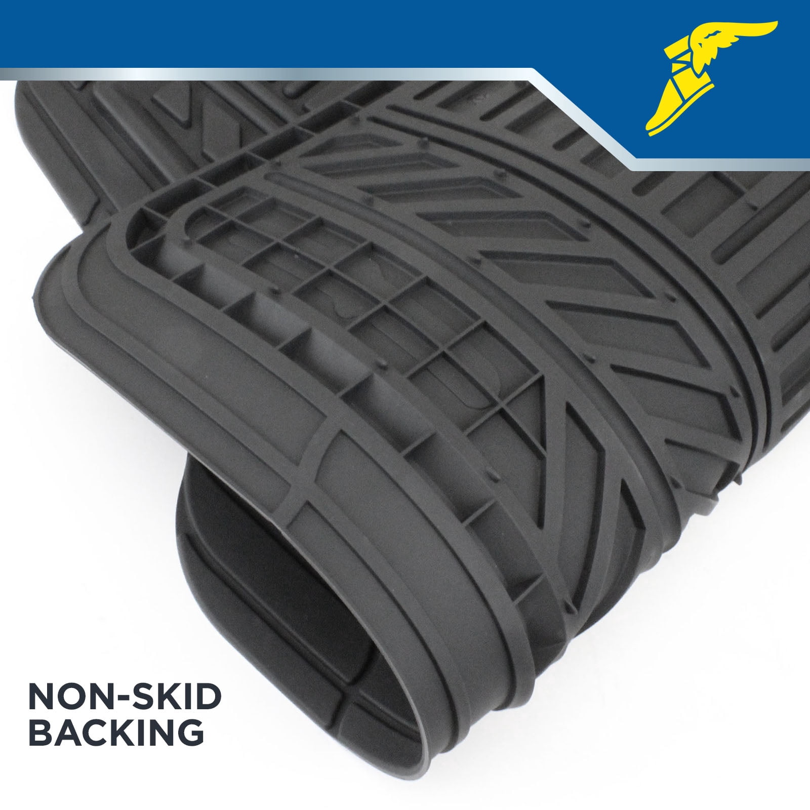 Goodyear 4-Piece Deep Dish All-Weather Rubber Floor Mats – Heavy Duty Waterproof Universal Trim-to-Fit Car, SUV & Truck Floor Liners – Black