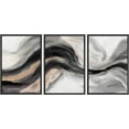 thumbnail image 2 of PixonSign Framed Wall Art Set Black Tan Pastel Watercolor Ink Smoke Wave Landscape Abstract Canvas Print Nature Wilderness Modern Art Decor Scenic Relax/Calm for Bedroom - 24"x36"x3 Panels Black, 2 of 5