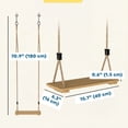 thumbnail image 2 of Qaba Wooden Swing Seat for Backyard Adjustable Rope Outdoor Playground Playset for Kids with Tree Straps Carabiners, 2 of 7
