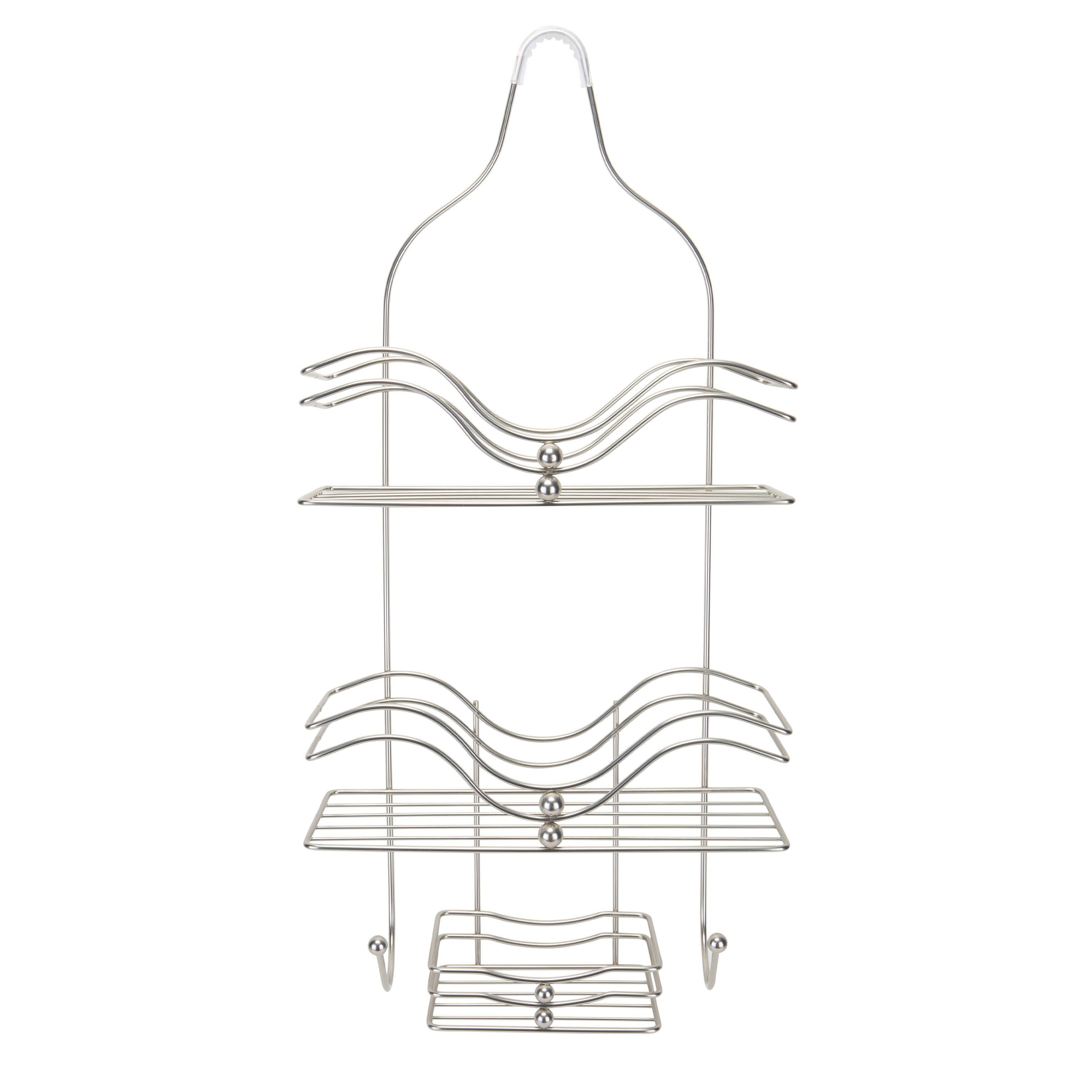 Bath Bliss Ocean Design Iron Shower Caddy in Satin Nickel