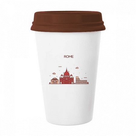 

Rome Italy Flat Landmark Pattern Mug Coffee Drinking Glass Pottery Cerac Cup Lid