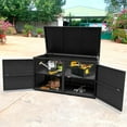 thumbnail image 5 of Costway 88 Gallon Garden Patio Rattan Storage Container Box Bin Shelf Black, 5 of 8