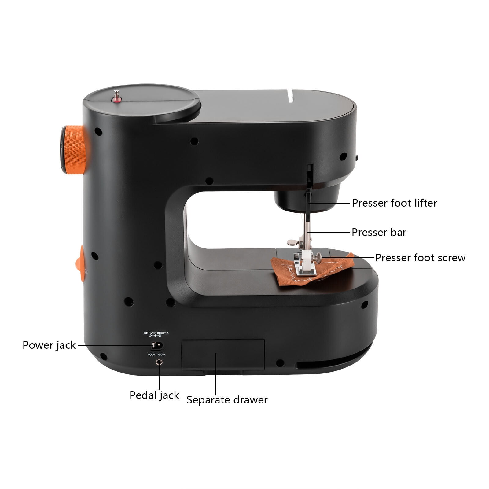 Black Mini Sewing Machine for Beginner, Dual Speed Portable Sewing Machine for Homes, Factories, Stores