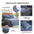 thumbnail image 4 of Flymme Blue Stripe Comforter Set Queen Size 7 Pieces Boho Bed in a Bag Lightweight Soft Microfiber Shabby Chic Bedding for All Season, 4 of 8
