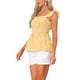thumbnail image 4 of INSPIRAR CHIC Blusa de Gingham con Peplum para Mujeres, Cuello Cuadrado, Sin Mangas, Estilo Verano, Cuadros, Amarillo, 4 of 5