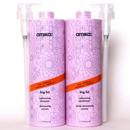 Amika Big Hit Volumizing Shampoo & Conditioner 33.8oz Set with pump