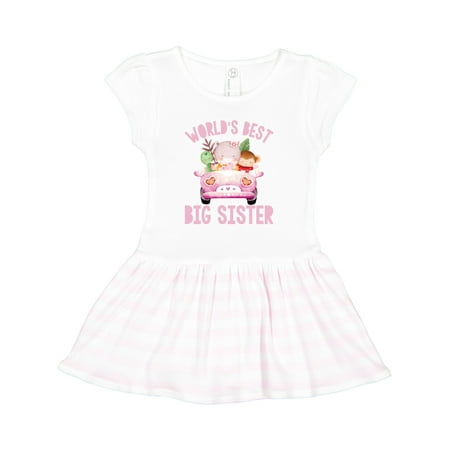

Inktastic Big Sister - Pink Safari Animals Gift Toddler Girl Dress