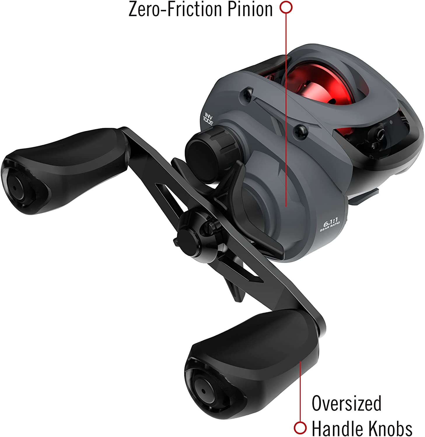 Quantum Invade Baitcasting Reel and Fishing Rod Combo, 6-Foot 6-Inch 2-Piece IM6 Graphite Baitcast Fishing Pole, Split-Grip EVA Handle, Size 100 Reel, Right-Hand Retrieve, 6.1:1 Gear Ratio, Dark Gray