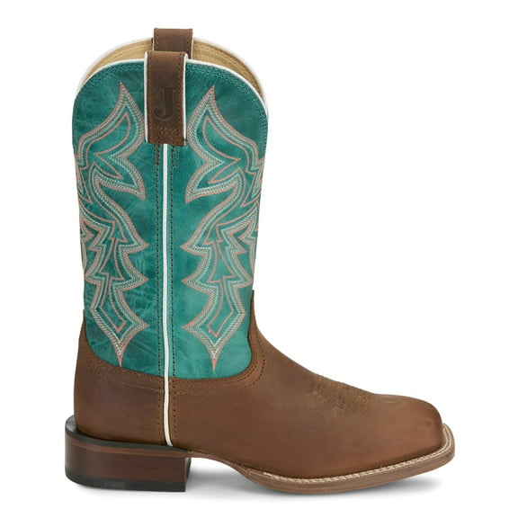 Justin Boots Womens Miss Ellie Embroidered Square Toe Cowboy Mid Calf Boot