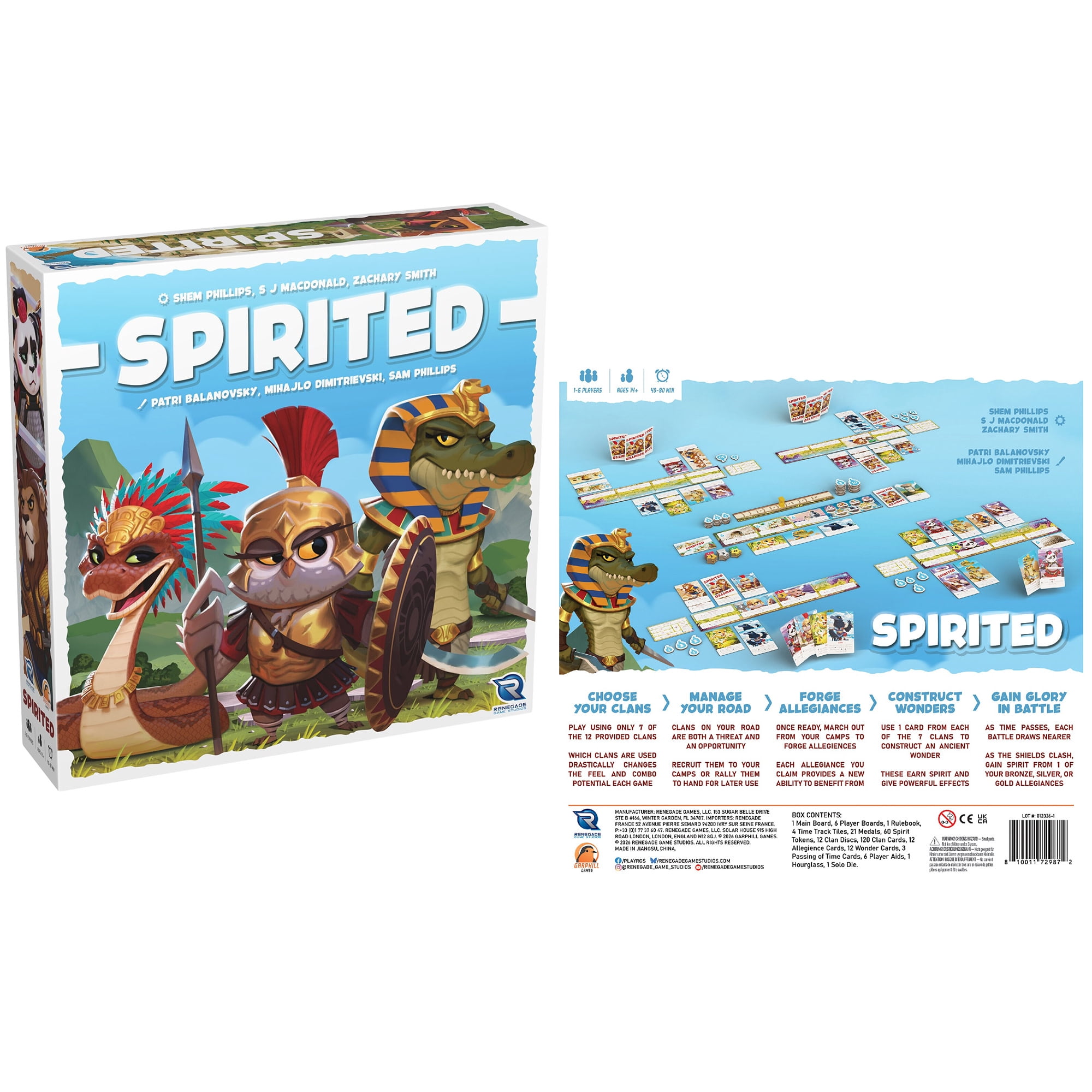 Garphill Games: Spirited - Ancient World Card-Driven Board Game, Animal Clans Forge Allegiances, Fight In Battles, Build Wonders, Ages 14+, 1-6 Player