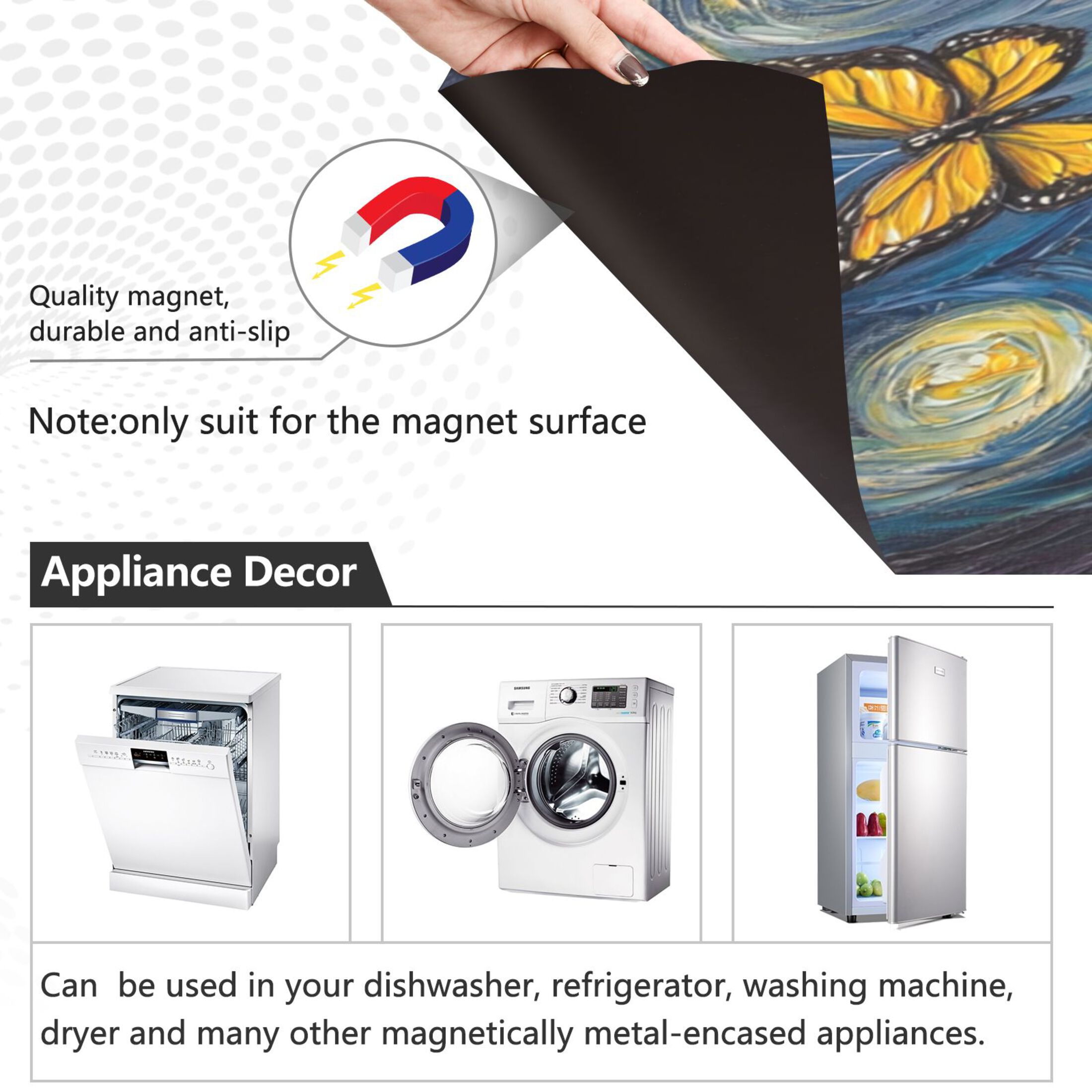 Dishwasher Magnetic Sticker 23x26 Inch Refrigerator Magnetic Sticker Washing Machine Magnetic Sticker Kitchen Panel Magnetic Sticker Home Decor Starry Sky Cartoon Cat