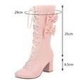 thumbnail image 6 of Shadoumai Women Lace Up Knee High Boot Platform Chunky Mid Heel Long Boots Shoes,Bow Knee High Boots Bowknot Heel Mid Calf Boots Fashion Student Casual Footwear, 6 of 9