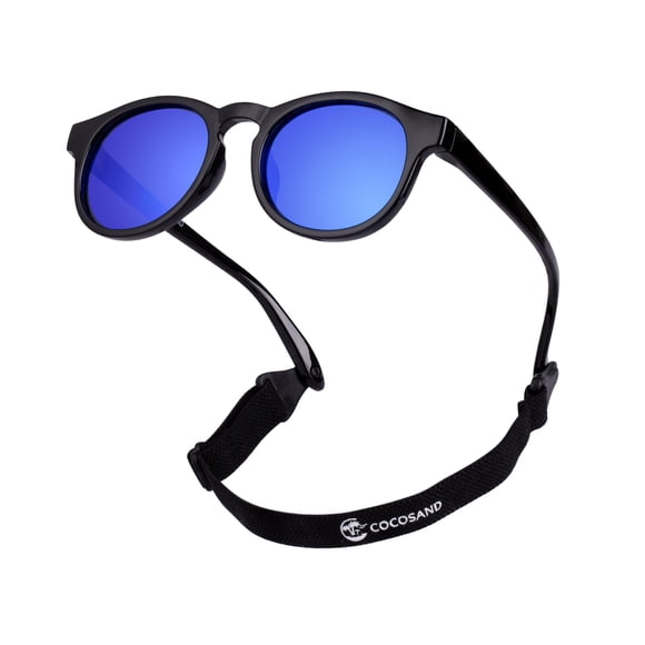 Gafas de sol redondas polarizadas negras/azules COCOSAND para bebés y niños pequeños