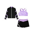thumbnail image 6 of JanJean Kids Girls Figure Skating Tracksuit Outfit Long Sleeve Shiny Jacket Sleeveless Tank Top with Lavender 10, 6 of 9