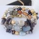 thumbnail image 1 of Xiao Hua Pulseras de cuentas irregulares multicapa estilo bohemio retro de verano con dijes de flores, joyería étnica para mujer, color gris, 1 of 4